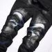 Men's Stretch Denim Pants – Distressed Black Colorblock Jeans (28-42, Mid-Rise Straight Fit With Raw Hem)_voghion.com