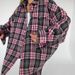 2025 Loose Pink Plaid Shirt Fashion Casual Oversized Sun Protection Cardigan Women's Clothing_voghion.com