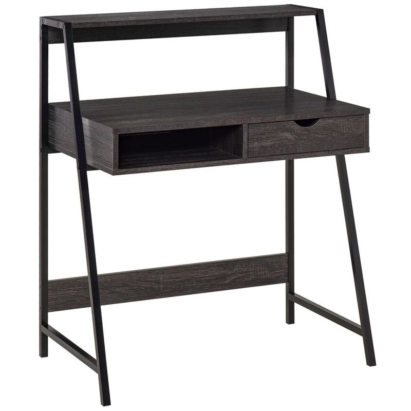HOMCOM Study Writing Desk In Gray, With Drawers &amp; Shelves, Ideal For Small Spaces_voghion.com