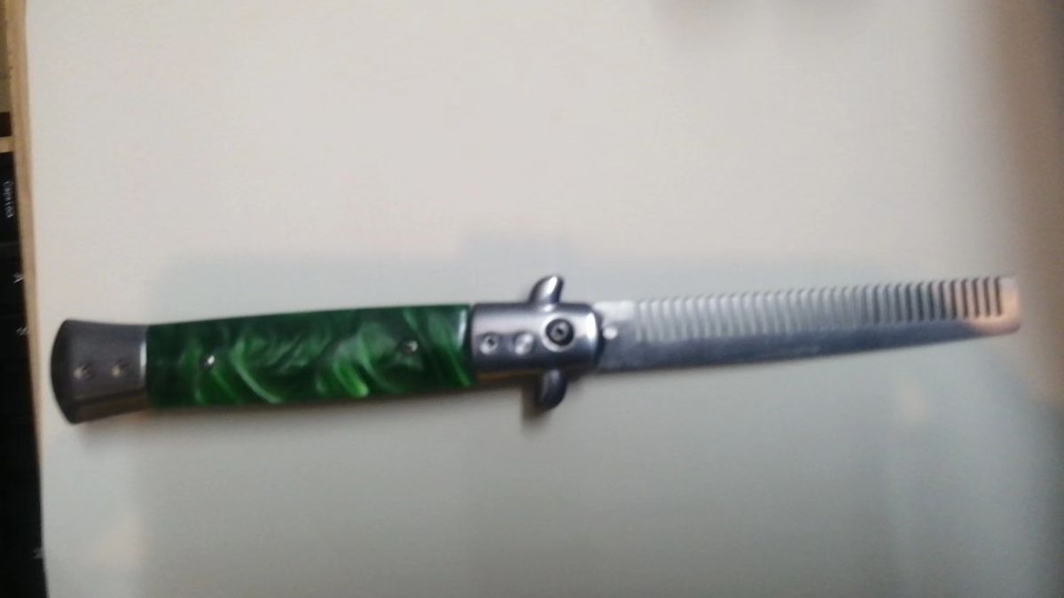 Coltello ornamentale in acciaio inossidabile per esercitarsi con il pettine, senza filo, strumento portatile reversibile per esterni_voghion.com