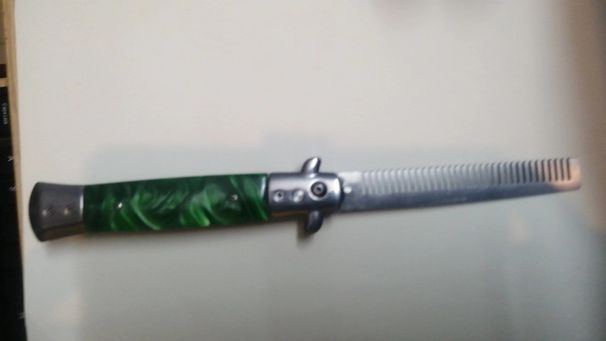 Coltello ornamentale in acciaio inossidabile per esercitarsi con il pettine, senza filo, strumento portatile reversibile per esterni_voghion.com