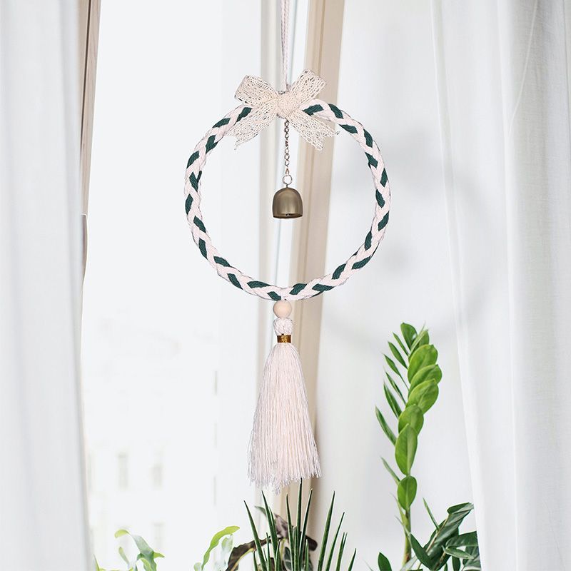 Forest Style Bowknot Bell Wind Chime Wall Decoration Dream Catcher Tassel Hanging Ornament Bohemian Home Room Decor_voghion.com