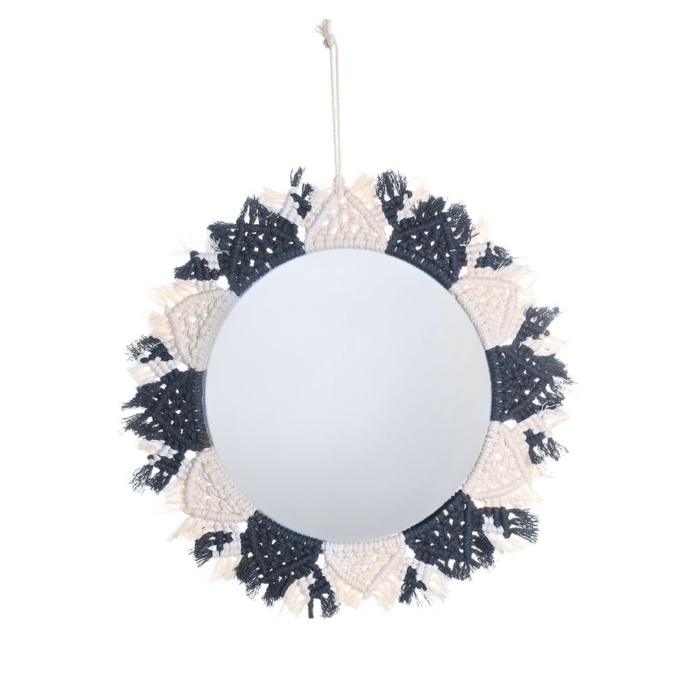 Venta de hilo de algodón con espejo oscuro, decoración bohemia, tapiz hecho a mano para colgar en la pared del dormitorio_voghion.com