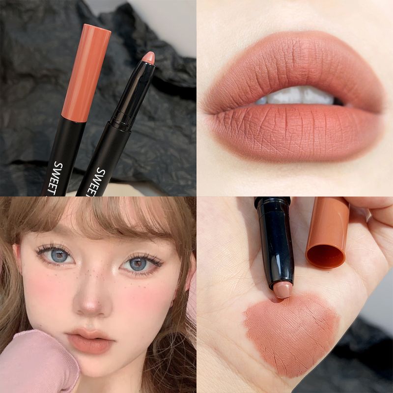 Matt Lipliner Vattentät Penna Sexig Brun Röd Kontur Tint Läppstift Hållbar Non-stick Cup Lip Liner Pen_voghion.com