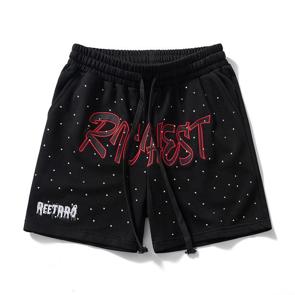 Herretøj Herreshorts med bogstaver til sommer Arbejdstøj Trendy frotté Afslappet overtøj Løstsiddende Trendy mærkeshorts til stranden_voghion.com