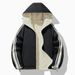 Giacca in pile reversibile da uomo con cappuccio, cappotto invernale in poliestere spesso con cerniera, capospalla caldo e leggero (nero/verde/marrone/beige/carbone)_voghion.com