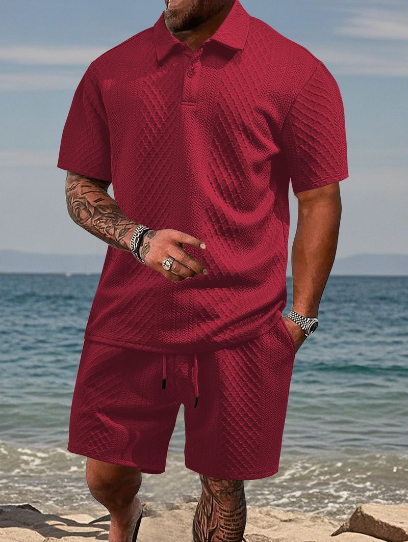 Vêtements pour hommes, nouveau tissu jacquard d'été pour hommes, polo de loisirs à revers fin, costume à manches courtes_voghion.com