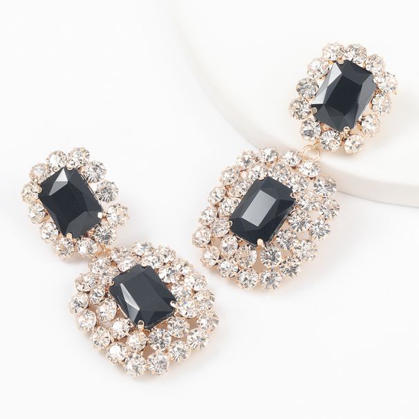 Boucles d'oreilles géométriques en alliage de diamant et strass en verre pour femmes, boucles d'oreilles exagérées européennes et américaines_voghion.com