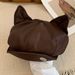 Unique Design Cat Ear Black Beret For Women Sweet Cute Versatile Large Head Circumference Octagonal Cloud Newsboy Hat_voghion.com