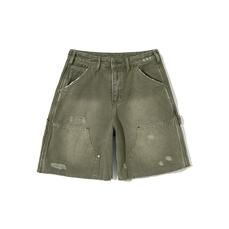 Abbigliamento maschile Pantaloncini da uomo in tela pesante lavata e rovinata da 16 pollici, modello scimmia_voghion.com