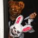 LED Bloody Rabbit Mask Glowing Killer Black Bear Mask Halloween Dance Party Cosplay Costume Props Assassinated Plush Rabbit Mask_voghion.com