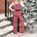 Christmas Women's clothing hot styleautumn and winter Christmas wear knitted overalls pants loose Christmas snowflake knitted jumpsuit_voghion.com
