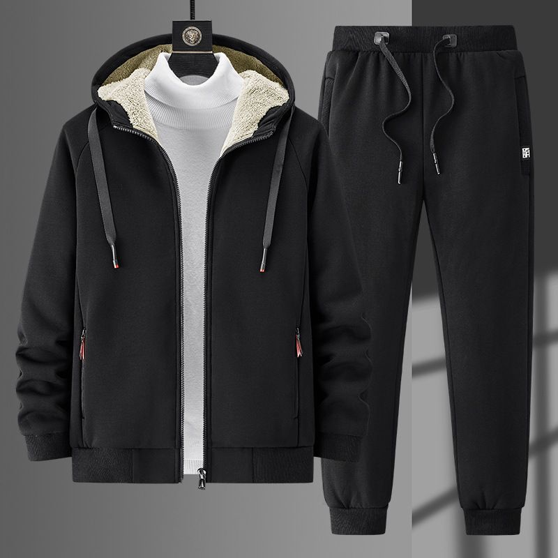 Herrenbekleidung Zweiteiliges Set Plus Size Winter Kaschmir Strickjacke Hoodie Trainingsanzug Herren Fleecehose Herren_voghion.com