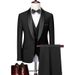 2025 Herren Business Casual Hochzeit Bräutigam Abendgarderobe Slim Fit Büro Professioneller Anzug Dreiteiliges Set_voghion.com