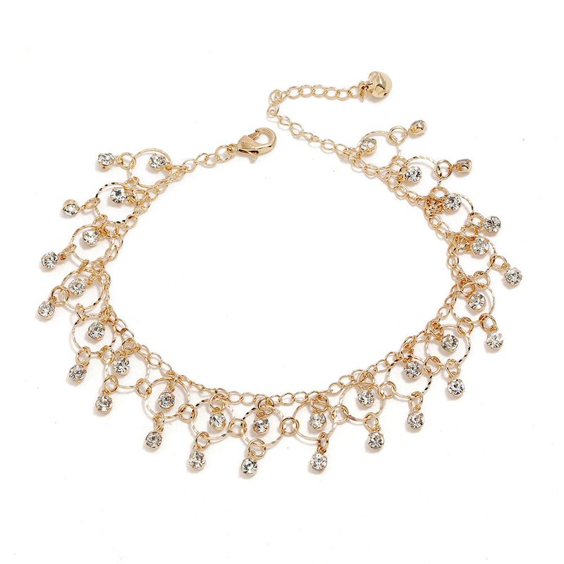 Strass cristal, borlas, correntes de praia para tornozelo, acessórios para pés descalços femininos, tornozeleira com strass_voghion.com