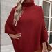 Damen-Cape-Poncho mit hohem Kragen, Strickpullover, Wickelmantel, weiche Polyestermischung, Oversized-Schnitt, Herbst- und Wintermode_voghion.com