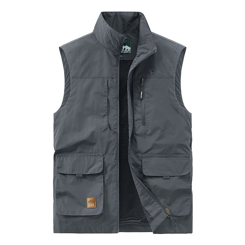 Photographer & Fishing Vest For Men – Lightweight Stand Collar Sleeveless Jacket With Multi-Pockets (Up To 5XL, 5 Colors)_voghion.com