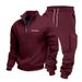 Completo da uomo con felpa con mezza zip e pantaloni cargo foderati in pile – Completo da lavoro comodo, in poliestere elasticizzato (S-XXXL, 8 colori)_voghion.com