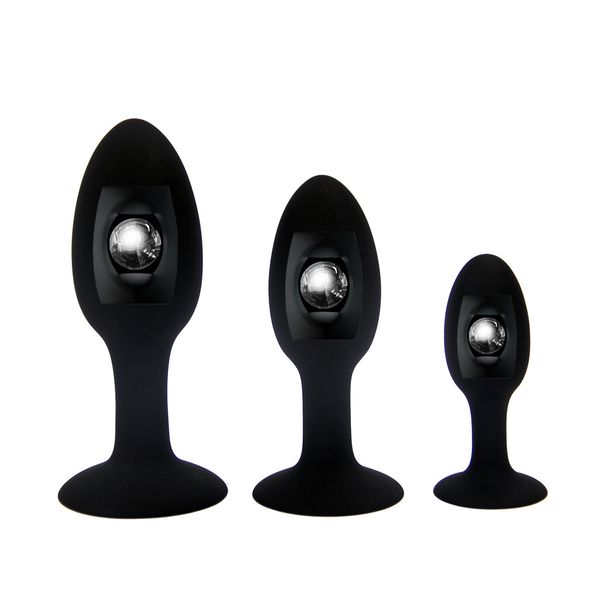 2,8 cm, 3,7 cm, 4,3 cm, herr- och damers analplugg, prostatamassageapparat, silikon, stålkula, rörlig rygg, sexprodukt S_voghion.com