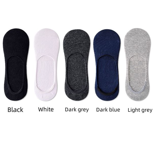 5 poros vyriškos, nematomos kojinės, nematomos medvilninės pamušalas ant kulkšnies žemai iškirptos plonos neslystančios valties_voghion.com