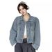 Aiyixuan Short Denim Jacket, Women's Early Autumn New Design, Slimming Long Sleeved Jacket Top_voghion.com