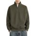 Minimalistisches Fleece-Sweatshirt mit halbem Reißverschluss – Schwerer strukturierter Pullover mit Stehkragen für Herren_voghion.com