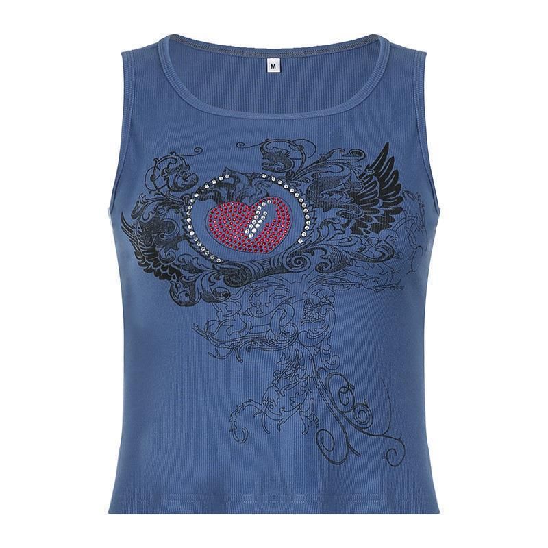 Women's Clothing Printing Fashion Sexy Personality Tight Round Neck Vest Sports Bottoming_voghion.com