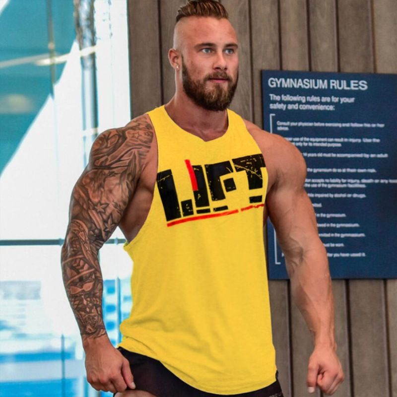 Men's Clothing Print Fitness Vest Cotton Vest_voghion.com