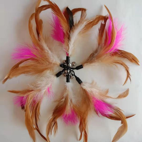 Steel Wire Feather Pet Toy Bell Interactive Puzzle Cat Teaser Wand Replacement Head_voghion.com