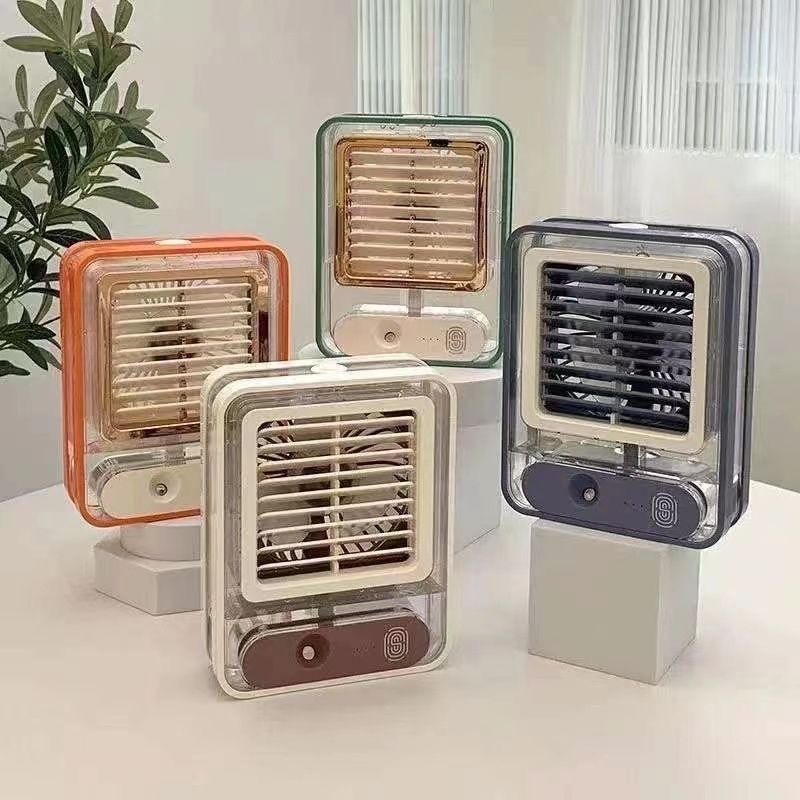 Desktop Cooling With Water Spray, Rechargeable Transparent Fan For Students_voghion.com