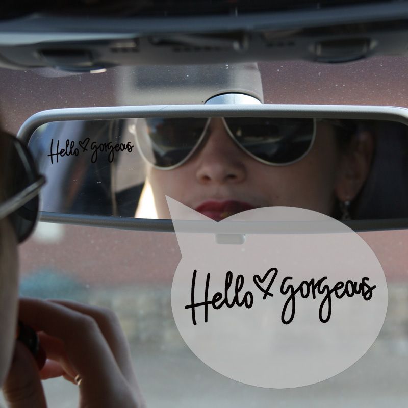 Hello Gorgeous autómatricák, szórakoztató autómatricák, vízálló, flip-es autómatricák, vinyl_voghion.com