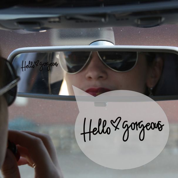 Hello Gorgeous autómatricák, szórakoztató autómatricák, vízálló, flip-es autómatricák, vinyl_voghion.com