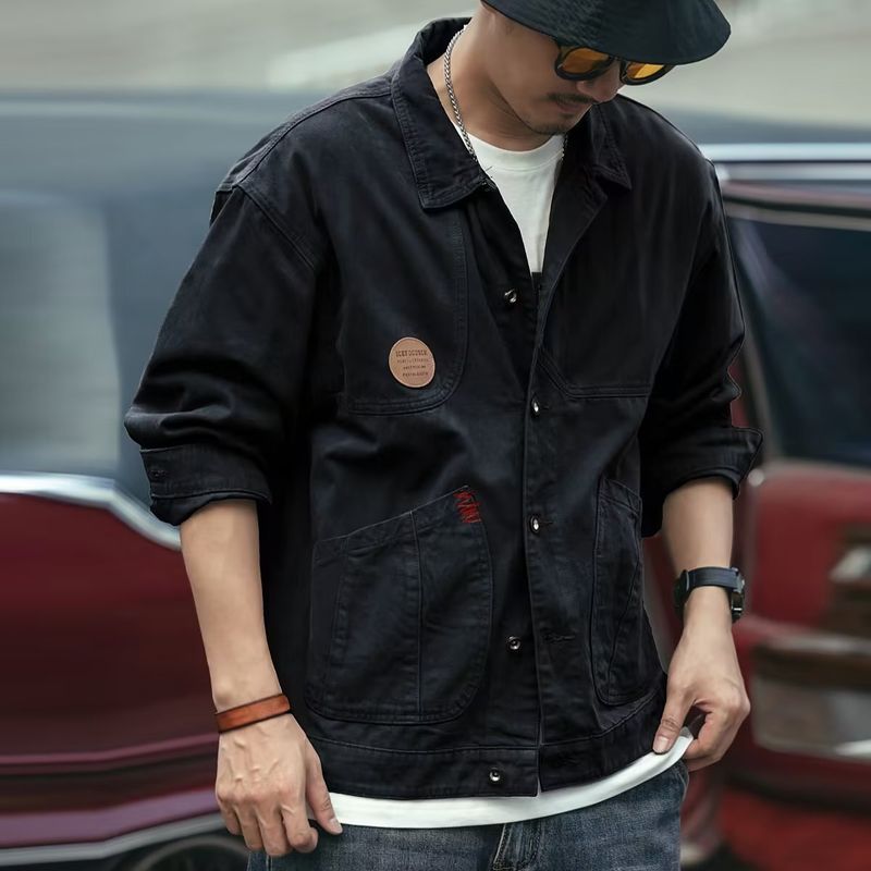 Tüm Mevsimlere Uygun High Street Yıkanmış Vintage Kot Erkekler İçin 2025 Yeni Trend Amerikan Tarzı Havalı Rahat Ceket_voghion.com