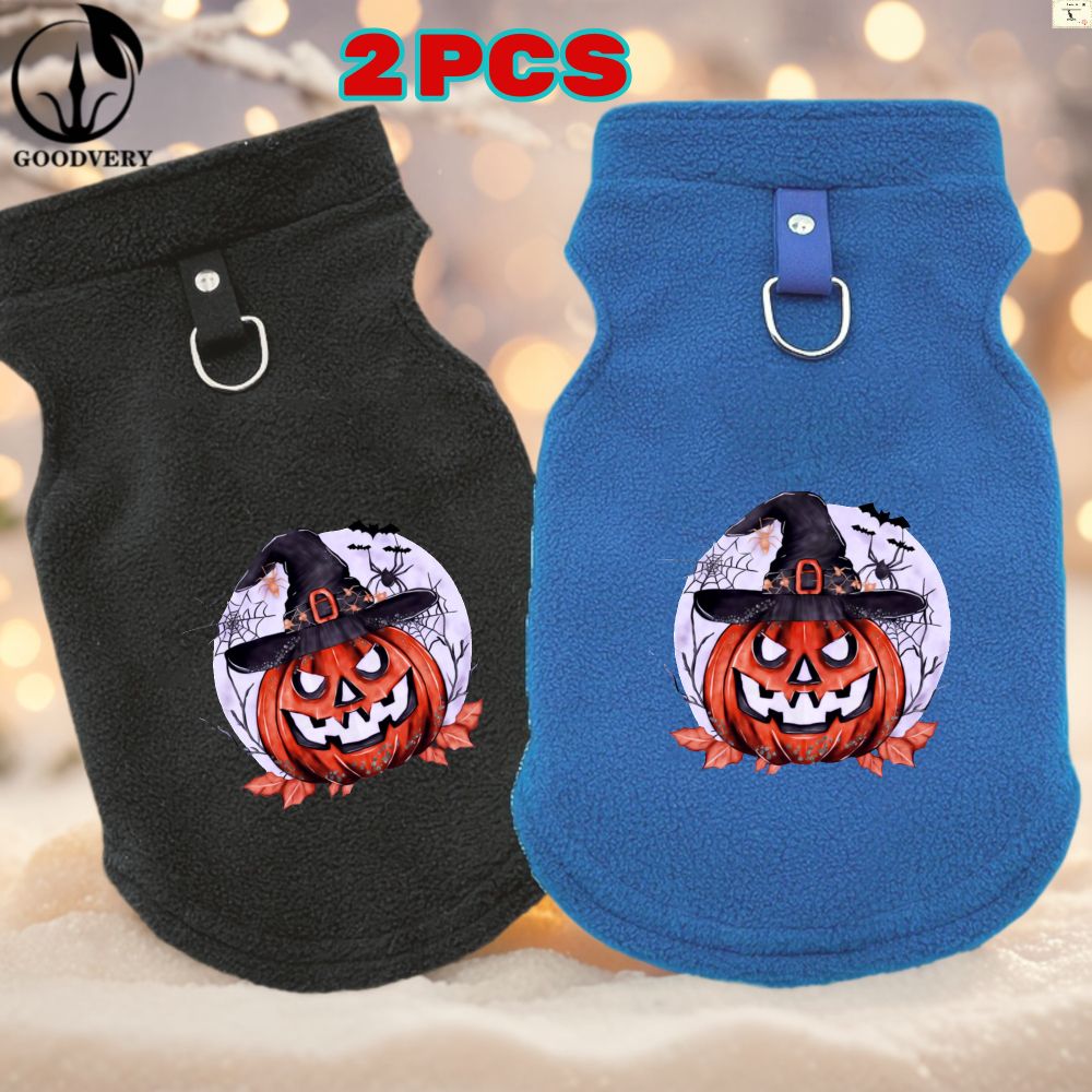 Felpe con cappuccio in stile Halloween a forma di canguro, 2 pezzi, mantengono il tuo animale domestico al caldo in autunno e inverno. Include una tasca posteriore, ideale per passeggiate e avventure._voghion.com