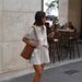 Women's Clothing Striped Short Sleeved Shirt And Shorts Suit Loose Single Breasted Top High Waist Shorts Two Piece Suit_voghion.com