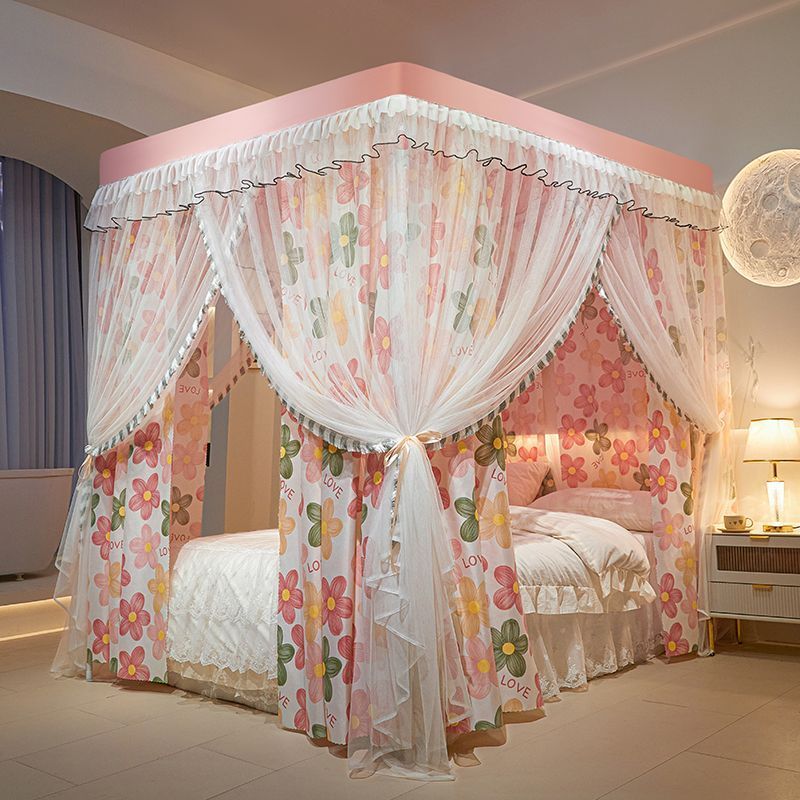Rideau occultant style palais pour usage domestique, baldaquin de lit Thee-Doo, moustiquaire anti-poussière Bedoom Floo, double_voghion.com