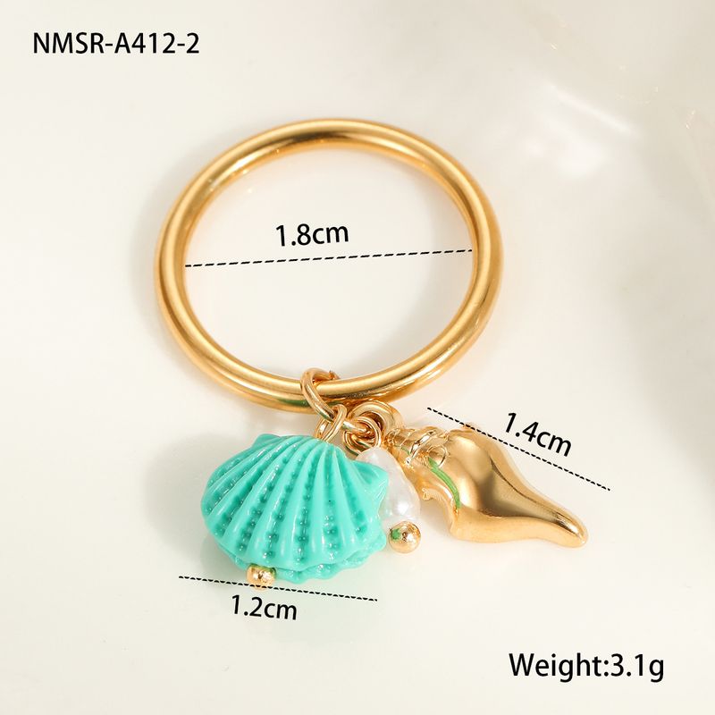 Ocean Style Bohemian Design Ring Index Finger Ring Niche Shell Ins Style Stainless Steel Ring_voghion.com