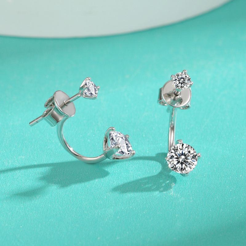 Cercei Moissanite cu dublă purtare, cu personalitate la modă, Cercei de lux cu nișă din argint S925_voghion.com
