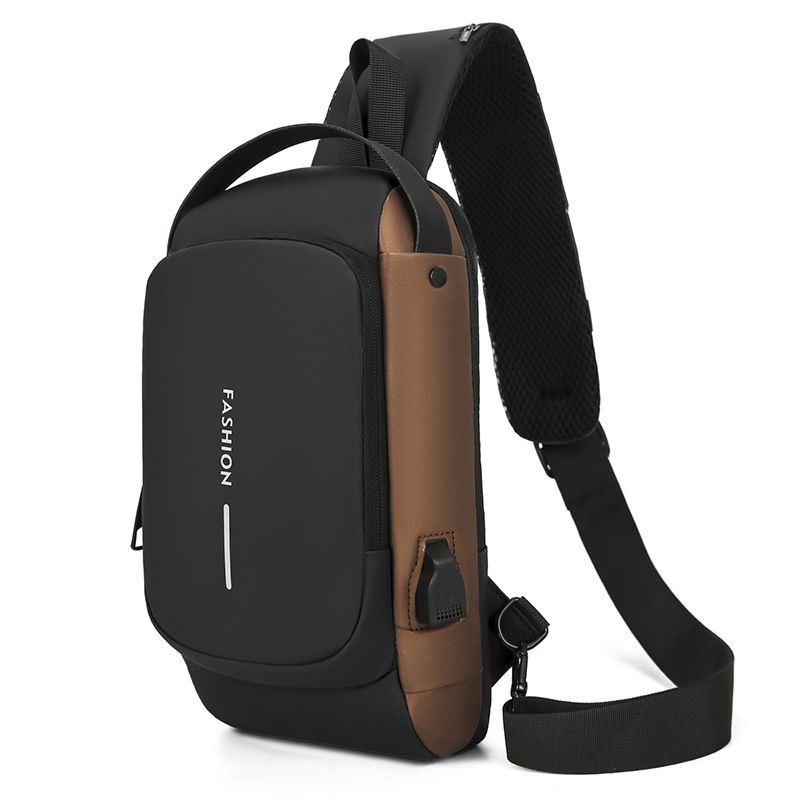 Herrentaschen Neuer Stil Passwortsperre Diebstahlsichere Brusttasche Herren-Motorradtasche Wasserdichte Umhängetasche für den Außenbereich Brusttasche mit USB-Ladefunktion_voghion.com