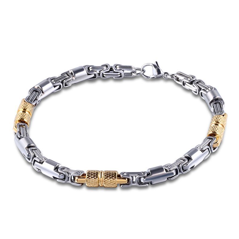Edelstahl Bambus Kette Metall Mode Einfache frauen Armband Schmuck herren Accessoires_voghion.com