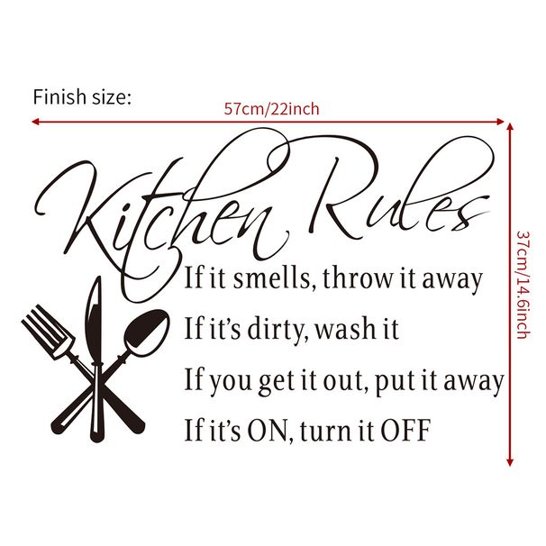 AF067 première génération de règles de cuisine sculptées lettre anglaise autocollant mural de cuisine PVC amovible_voghion.com
