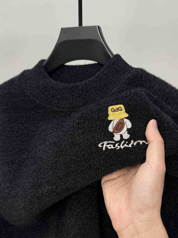 Herrenpullover mit Fleecefutter und Stehkragen – Thermo-Strickpullover für den Winter, dickere Chenille-Basisschicht mit langen Ärmeln, warm und stylisch_voghion.com