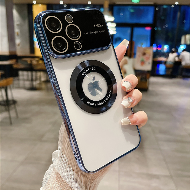 Luxury Plating Frame Transparent Magsafe Magnetic Circle Phone Case For iPhone Wireless Charging 11 12 13 14 Pro Max Plus Cover_voghion.com