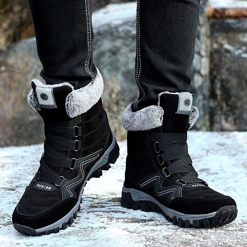 Neue warme Schneestiefel für Herren, warme, wasserdichte und rutschfeste High-Top-Baumwollstiefel_voghion.com