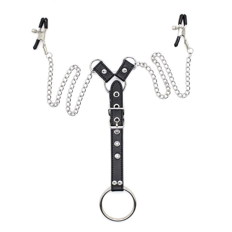 Sex Products Adult Sex Toys Chain Nipple Clamps JJ Rings Men's Bondage Training Props_voghion.com