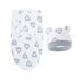 Conjunto de chapéu e cobertor para bebê, estampa de desenho animado, algodão, recém-nascido, faixa ajustável, infantil, dormir, envoltórios, todas as estações, 0-6 meses_voghion.com
