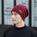 Autumn Winter New Men's Striped Knitted Wool Headband with Plush and Warm Outdoor Cycling Pullover Hat_voghion.com