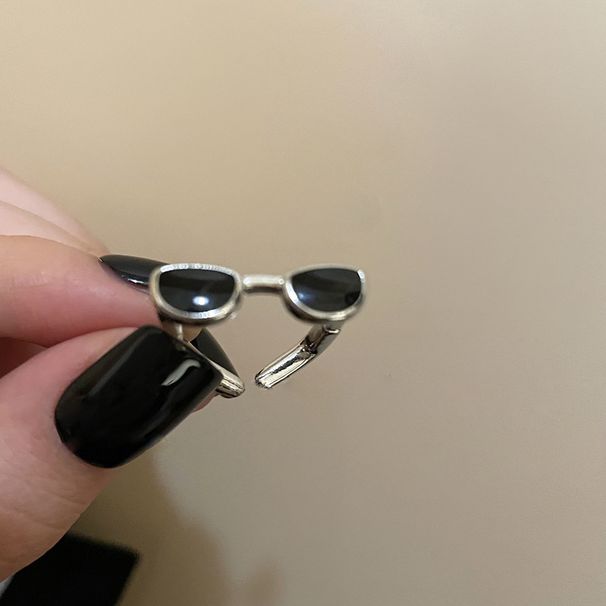 Black Sunglasses Ring For Men And Women, Niche Design With High-end Feel, Couple's Adjustable Open Finger Ring, Trendy_voghion.com