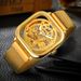 High-end FORSINING Designer Luxury Man Gold Watch Square Steel Skeleton Mechanical Clockwork Elegant Business Male Wrist Watch_voghion.com