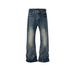 men's and women's washed distressed trousers, same style for men and women, micro-flared wide-leg laser texture design blue jeans_voghion.com